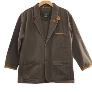 Orvis Vintage Brown Outdoor Utility Feild Jacket Mens Cotton Elbow Pads